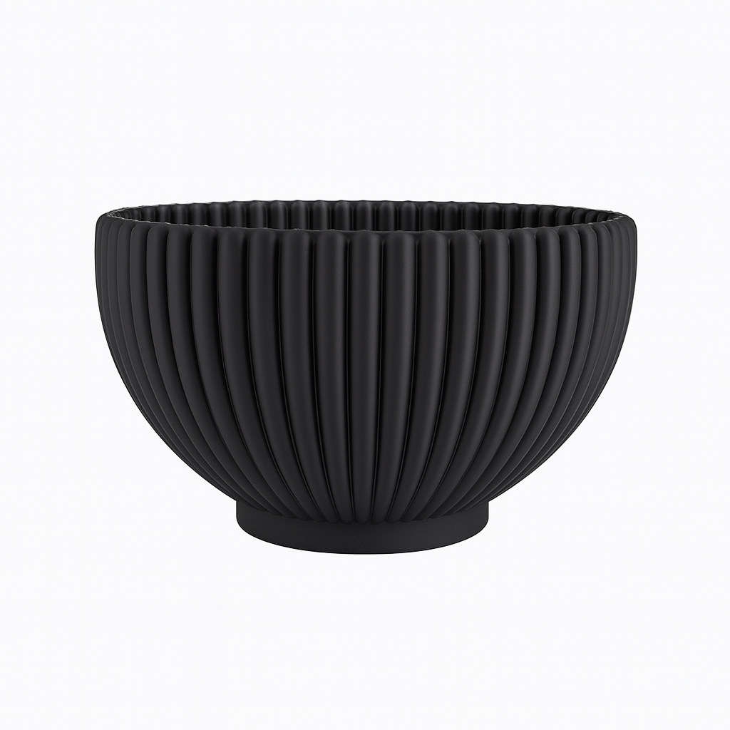 Nerié Noir Sculpted Fruit Bowl in Deep Matte Black