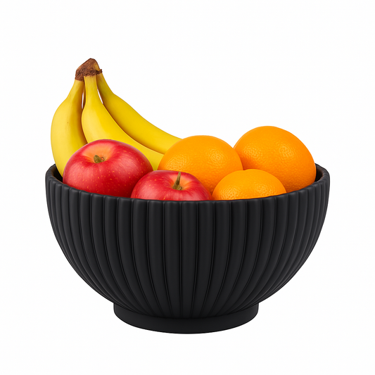 Nerié Noir Sculpted Fruit Bowl in Deep Matte Black