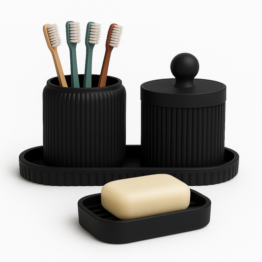 Ora Noir Bathroom Set The Ultimate Ritual in Sculpted Black