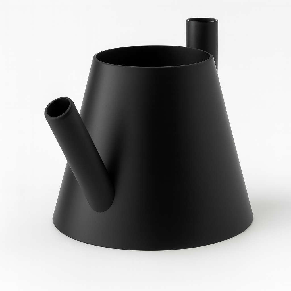 Aqua Noir Sculpted Watering Can in Deep Matte Black