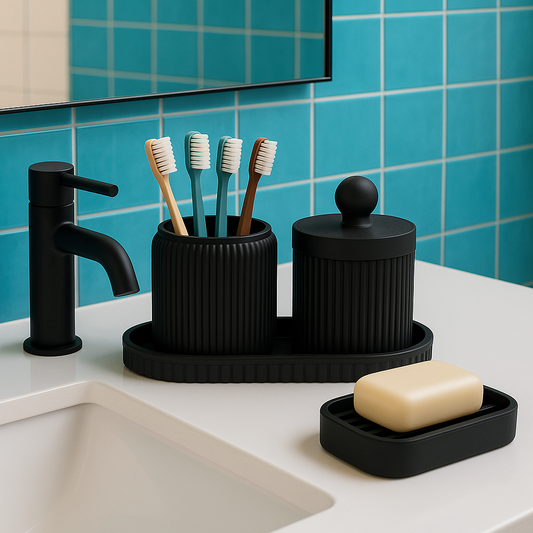 Ora Noir Bathroom Set The Ultimate Ritual in Sculpted Black