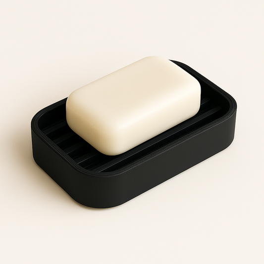 Noir Slate Soap Dish with Drainage Channels